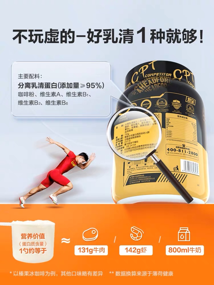 康比特 CPT炽金分离乳清蛋白粉健身增肌补充运动营养4磅包邮-图1