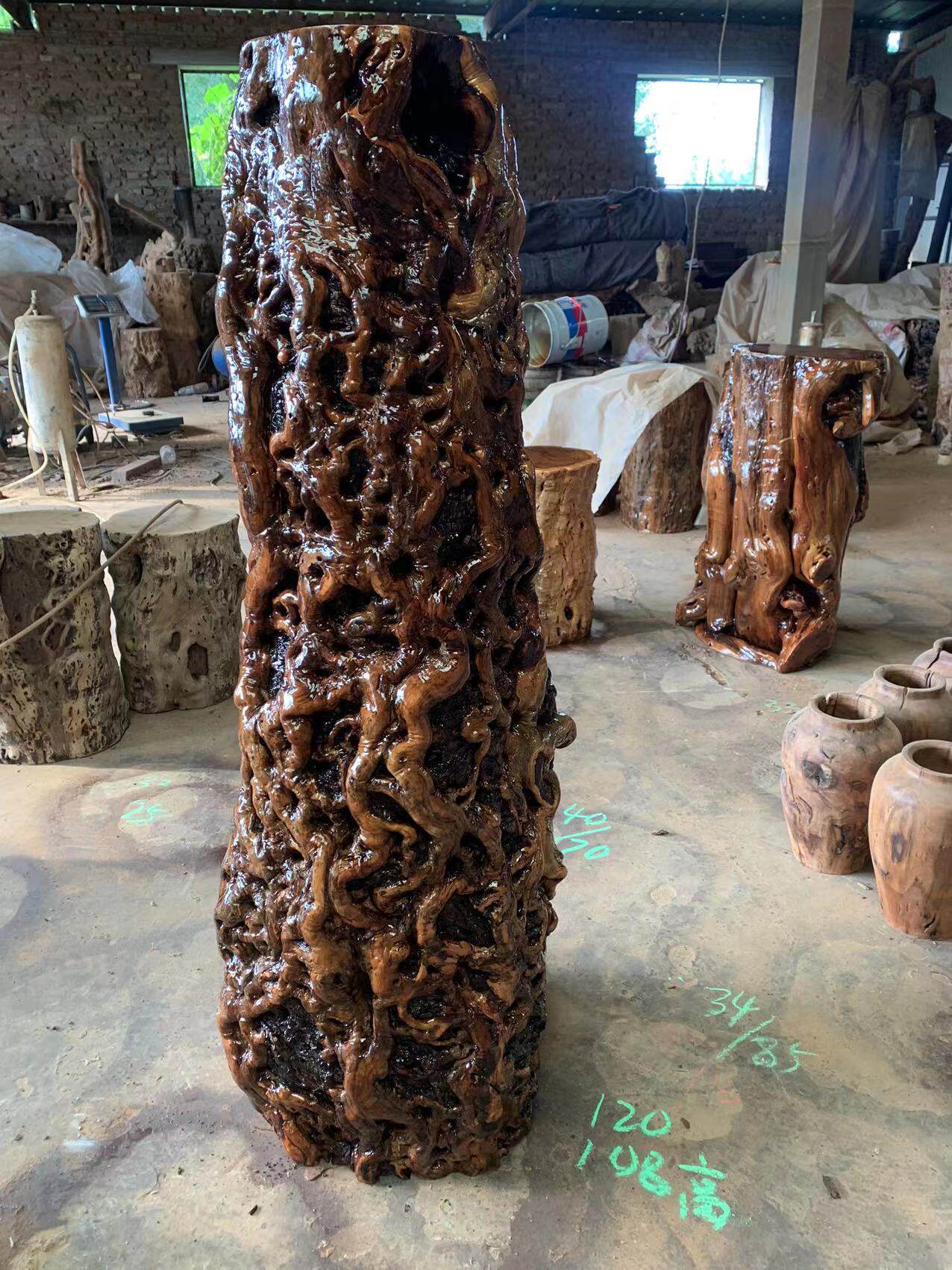 根雕枣木墩子原木树桩树墩树根茶几凳子实木圆墩坐凳花架摆件底座