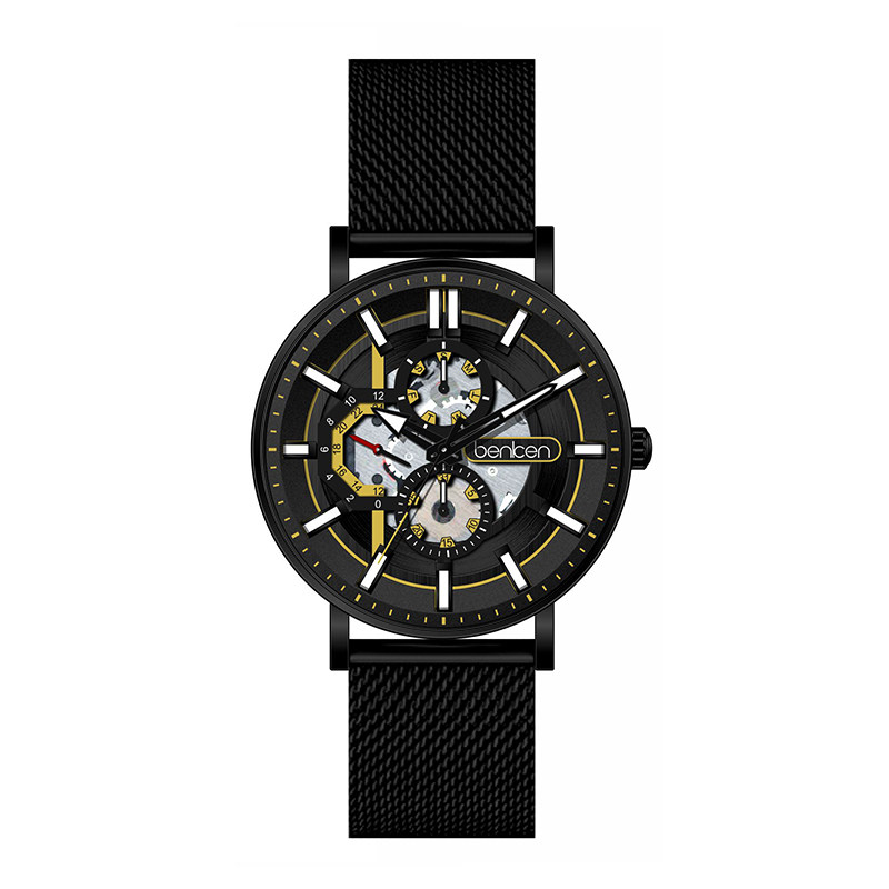 benken男学生潮流机械镂空石英表 benken国产腕表