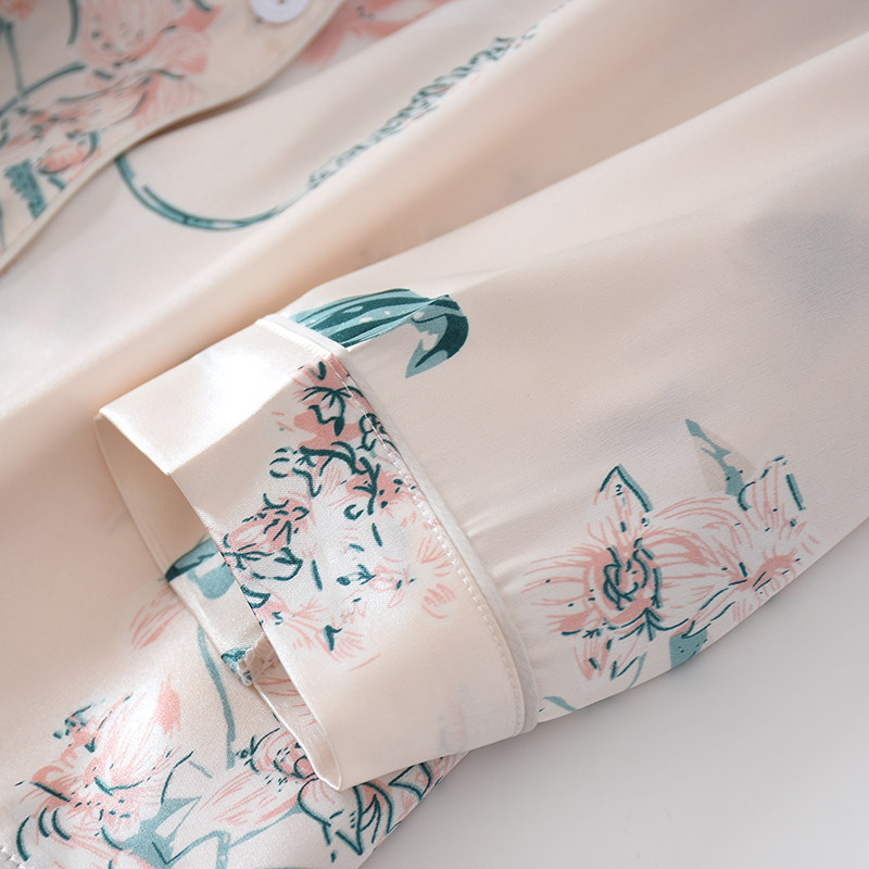 春夏冰丝长袖两件套装性感仿真睡衣 赏资琇睡衣/家居服套装