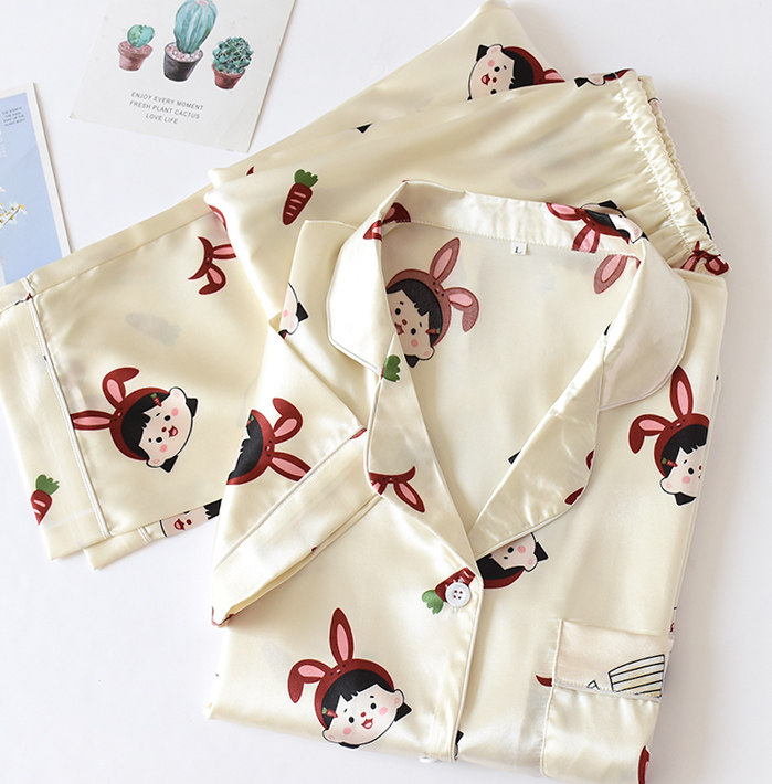 夏季冰丝绸短袖女睡衣 赏资琇睡衣/家居服套装