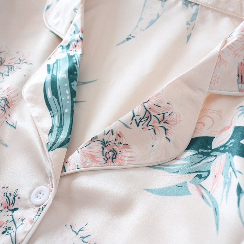 春夏冰丝长袖两件套装性感仿真睡衣 赏资琇睡衣/家居服套装