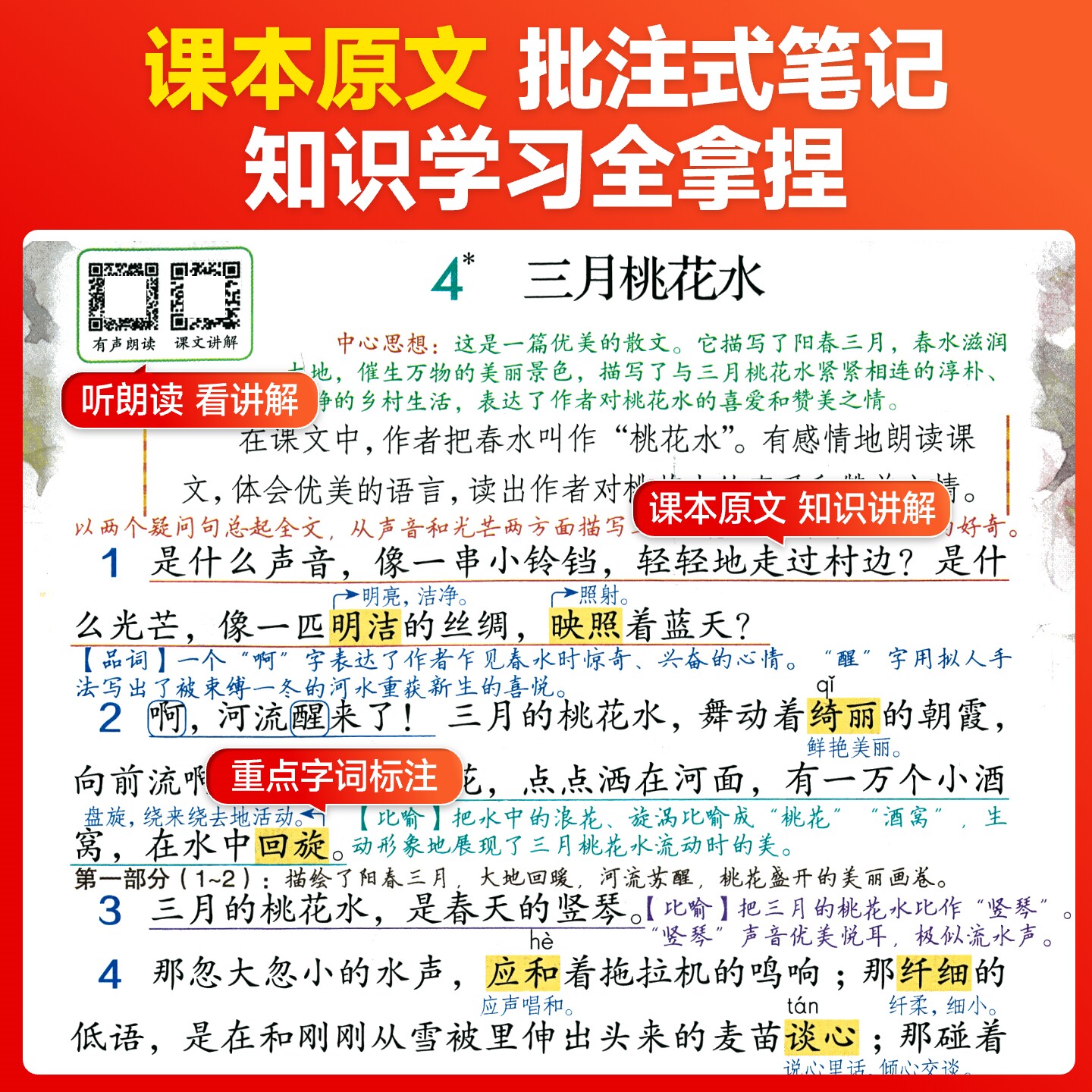 2026春新版 课堂笔记人教北师苏教译林版第一二三年级上下册四年五六年级上下册语文数学英语书全套教材讲解七彩课堂学霸随堂笔记
