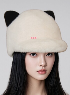 冬季加厚保暖猫耳仿皮草毛绒帽