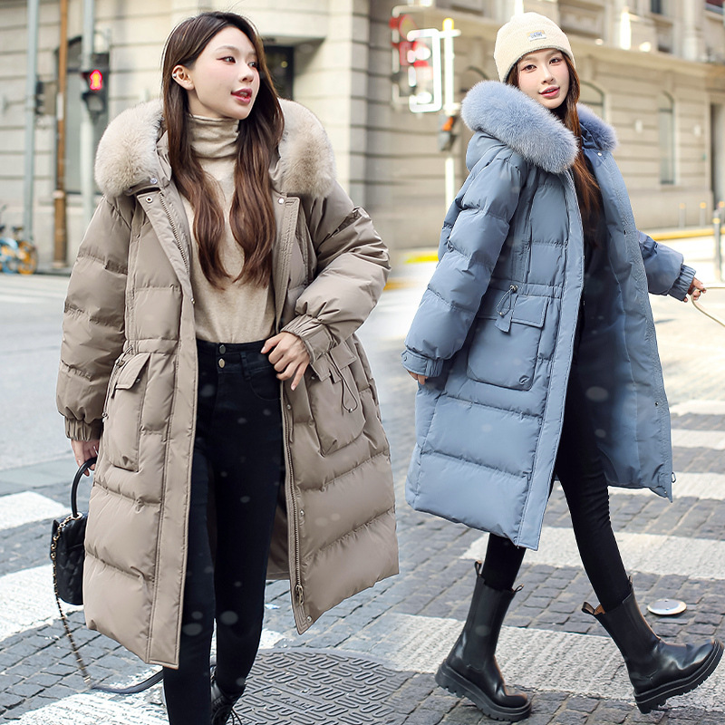 300斤冬季中长款羽绒服女韩版特超大码胖妹妹200连帽保暖加厚外套