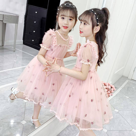 夏季新款童装儿童韩版短袖连衣裙六一表演洋气公主裙子女童碎花裙