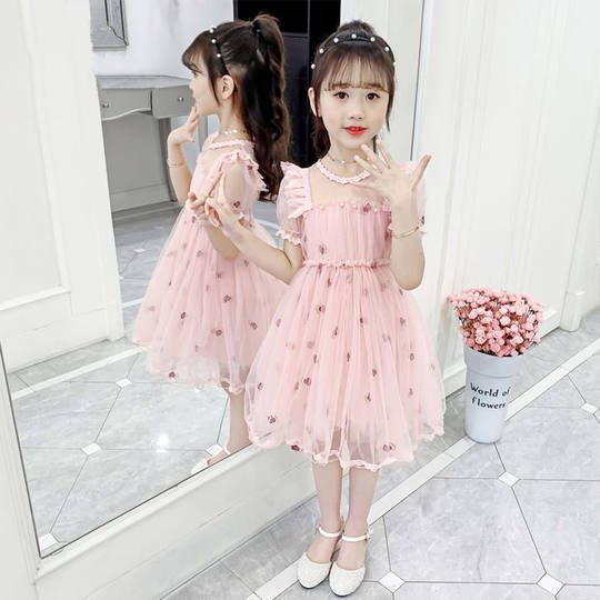 夏季新款童装儿童韩版短袖连衣裙六一表演洋气公主裙子女童碎花裙