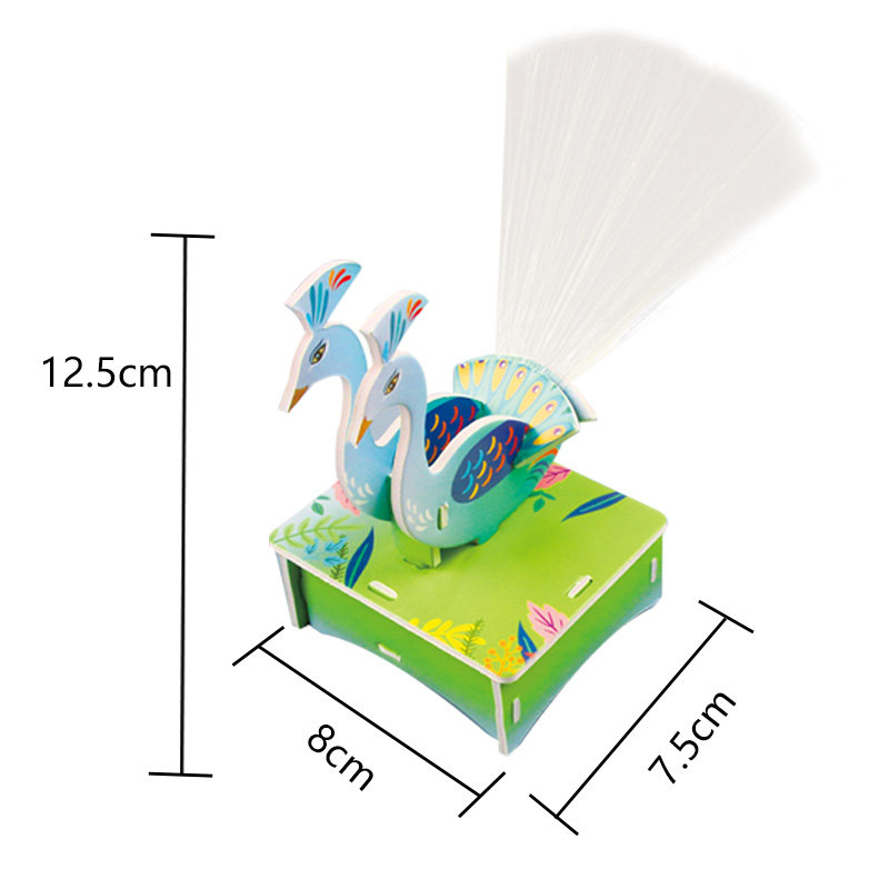 科技小制作七彩孔雀开屏光纤灯手工教具diy儿童拼装科学发明材料,淘宝优惠券,粉丝福利购,淘宝优惠卷