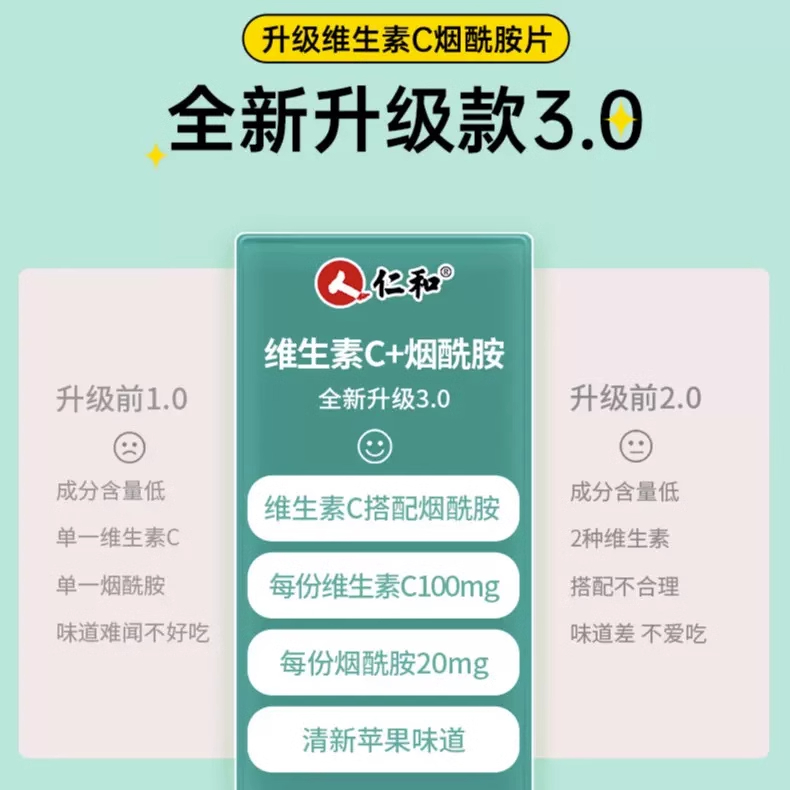 仁和维生素C烟酰胺片正品vc片维生素男女士e咀嚼片官方旗舰店成人-图1