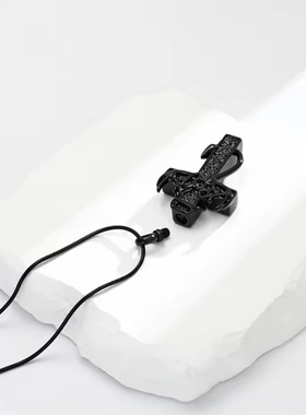 新品欧美个性鹿角十字架骨灰盒吊坠 男士坠饰纪念宠物刻字项链