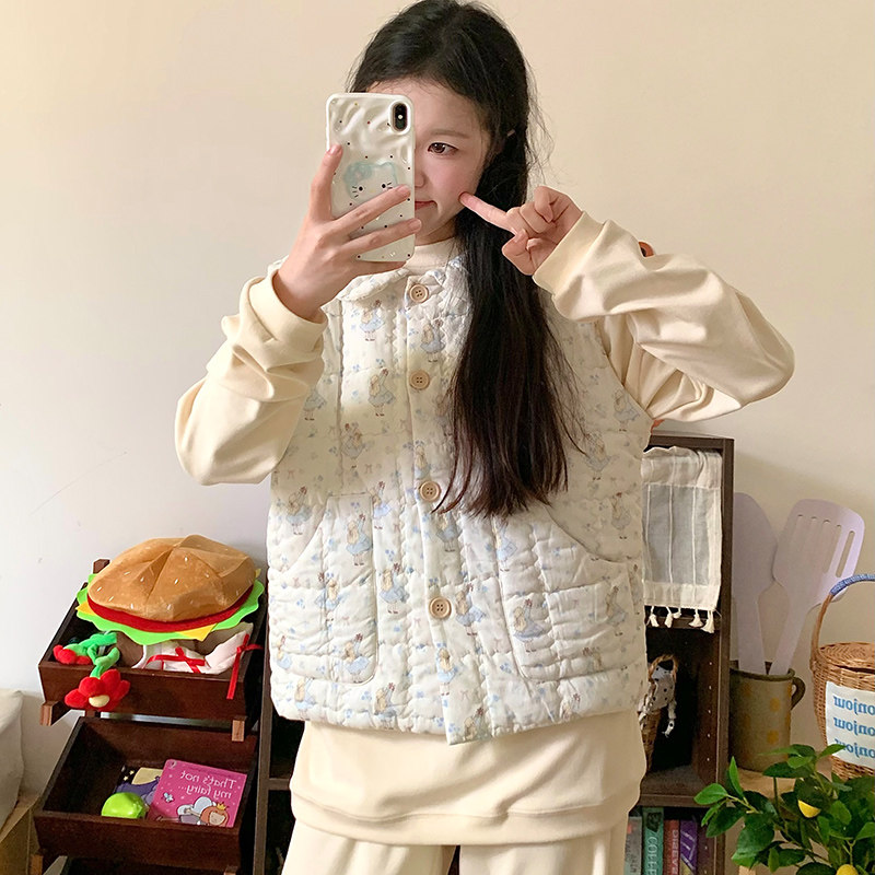 侘町2026新款小熊马甲冬季保暖空气夹棉女款卡通睡衣可外穿家居服,淘宝优惠券,粉丝福利购,淘宝优惠卷