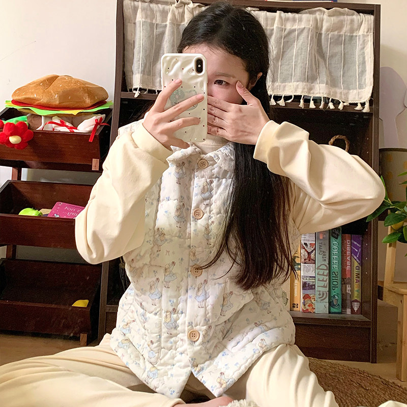 侘町2026新款小熊马甲冬季保暖空气夹棉女款卡通睡衣可外穿家居服,淘宝优惠券,粉丝福利购,淘宝优惠卷