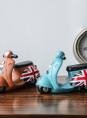 zakka树脂复古风摩托车存钱罐