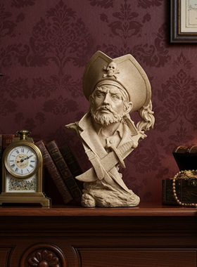 跨境新品北欧抽象海盗船长雕塑造型摆件家居客厅隔断柜客厅装饰品