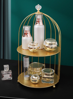 北欧铁艺ins风化妆品收纳架房间梳妆台桌面创意摆件展示架装饰品