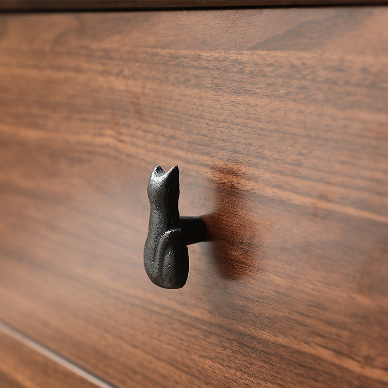 日式ZAKKA黑色铸铁猫咪衣柜酒柜抽屉拉手家具柜门创意金属把手装,淘宝优惠券,粉丝福利购,淘宝优惠卷