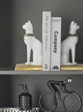 复古创意埃及猫书靠摆件学生书房桌面办公室桌固定器书本收纳架书