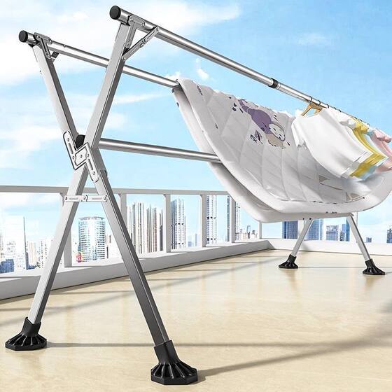 Balcony suction cup folding invisible telescopic household clothes drying rack