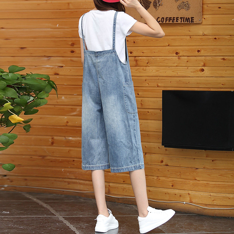 减龄韩版宽松显瘦可爱小个子背带裤 娇媛牛仔裤