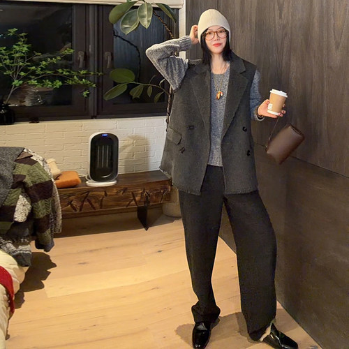 LUNA“多样性”双面羊毛廓形叠穿西装马甲 - 图2