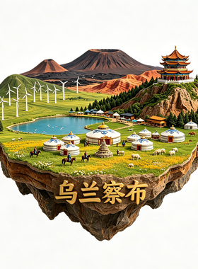 【乌兰察布冰箱贴】内蒙古文创贴饰乌兰哈达火山群黄花沟旅游打卡