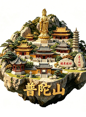 【普陀山冰箱贴】浙江舟山文创贴饰普济寺南海观音打卡旅游纪念品