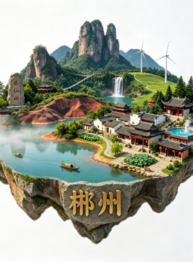【湖南郴州冰箱贴】东江湖高椅岭丹霞山水雾漫小东江纪念磁贴文创