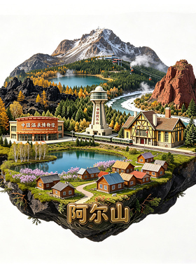 【阿尔山冰箱贴】内蒙古中国温泉博物馆白狼峰红色火山岩旅游打卡