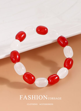 海贼王周边火拳艾斯衍生手串红白配色百搭简约男女学生手饰装饰品