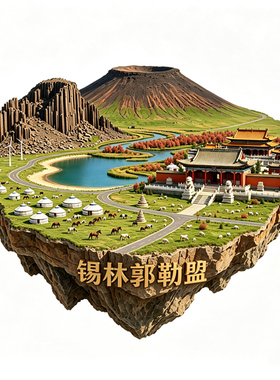 【锡林郭勒盟冰箱贴】内蒙古乌兰哈达火山群浩特贝子庙旅游纪念品