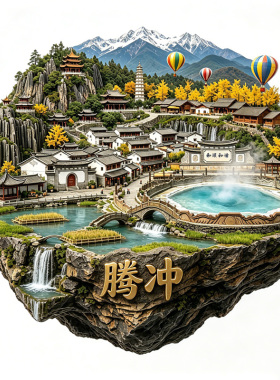 【腾冲冰箱贴】云南文创文旅云南和顺古镇银杏温泉旅游打卡纪念品