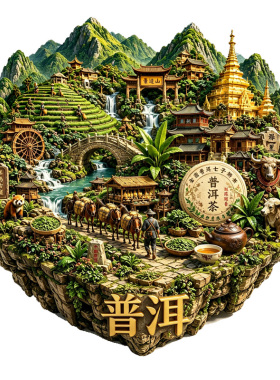 【普洱冰箱贴】云南山茶园古茶寨少数民族风情磁贴游客纪念小礼品