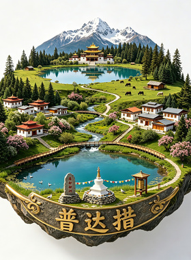 【普达措冰箱贴】云南迪庆藏族自治州香格里拉市旅游打卡文创贴饰