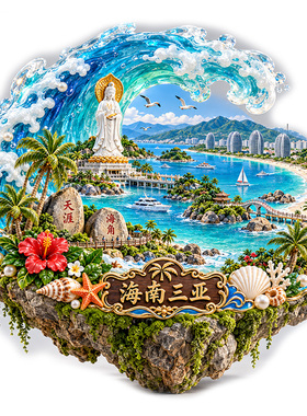 【三亚冰箱贴】海南南海观音天涯海角礁石旅游打卡伴手礼纪念磁贴