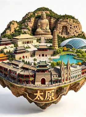 【太原冰箱贴】山西文创天龙山石窟晋祠双塔寺金属磁吸旅游打卡潮