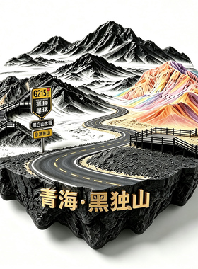 【青海黑独山冰箱贴】G215 国道自驾文创路牌孤独星球标识磁贴潮