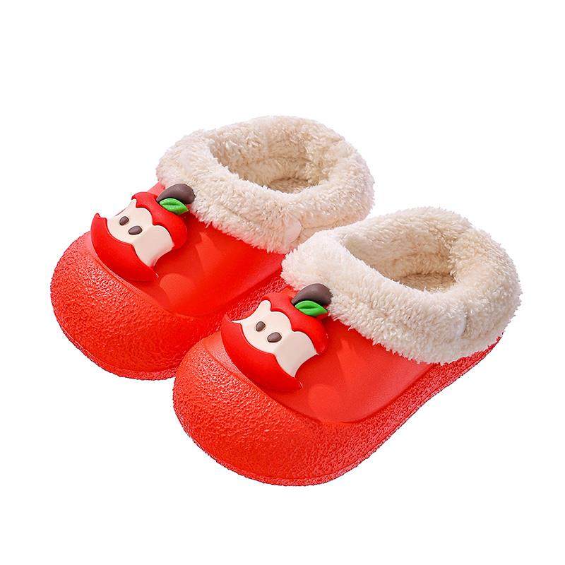 儿童棉拖鞋女童秋冬季卡通苹果女孩男童室内居家保暖防水包跟棉鞋,淘宝优惠券,粉丝福利购,淘宝优惠卷