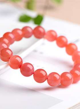 久雅水晶 天然粉盐源玛瑙手链 时尚粉色盐源玛瑙手串厂家直销