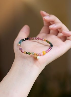 天然碧玺手链串珠珍珠好运蜜蜡葫芦新中式高级感水晶手串手饰批发