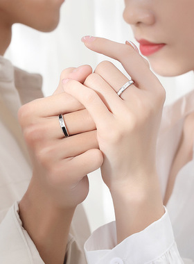 原创LOVE字母情侣戒指925纯银小众设计简约百搭ins风滴胶对戒批发