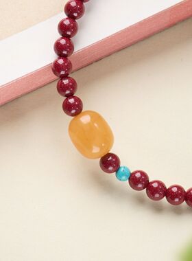 紫金砂蜜蜡枣珠手链串珠女士朱砂轻奢高级感文玩佛珠手饰手串批发