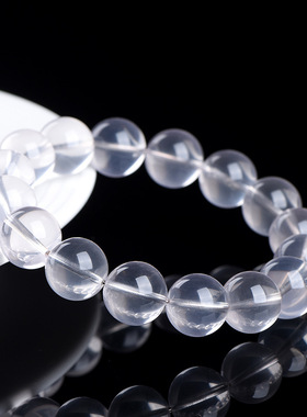 久雅水晶 天然星光白水晶圆珠手链 星光奶白水晶简约手链 批发