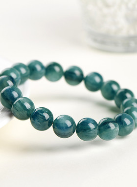 久雅水晶 天然绿色蓝晶石手链双色共生蓝绿晶石圆珠手串 厂家直销