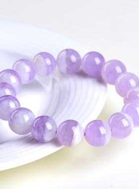 久雅水晶 天然薰衣草紫水晶聚宝盆圆珠手链 半盆紫水晶手串 批发