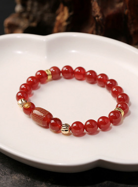 十二生肖红玛瑙绿玛瑙手链串珠女高级感文玩佛珠手饰手串爆款批发