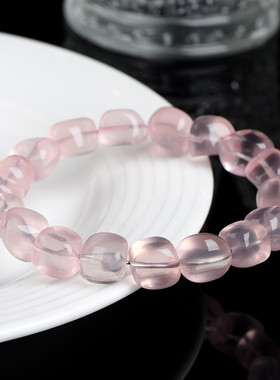 久雅水晶 天然莫桑粉随型糖豆散珠 甜美粉水晶随形石 厂家直销