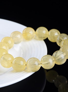 久雅水晶 天然黄萤石圆珠手链   黄色萤石散珠手串 厂家直销