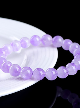 久雅水晶 天然双色薰衣草圆珠手链 浅紫色紫水晶散珠手链 批发