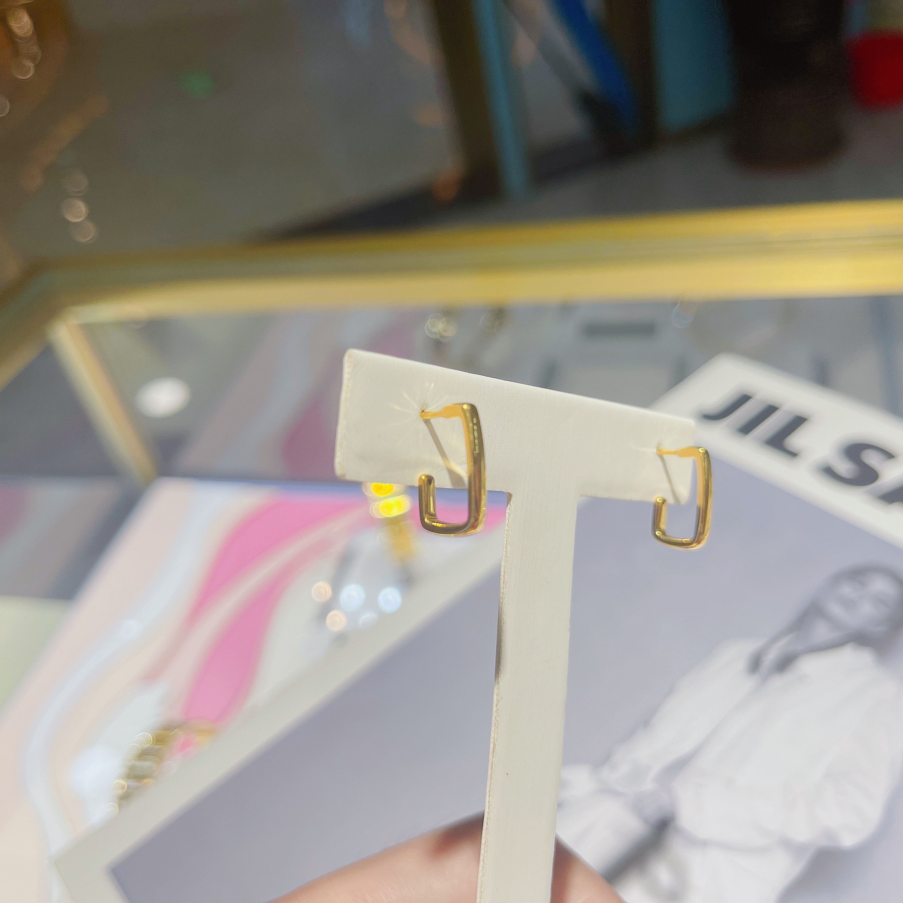 左右 1.24g 风黄金硬金方形耳钉 INS 无氰工艺 5D 足金材质 GOLDPARTY999 左右 1.24g 风黄金硬金方形耳钉 INS 无氰工艺 5D 足金材质 GOLDPARTY999