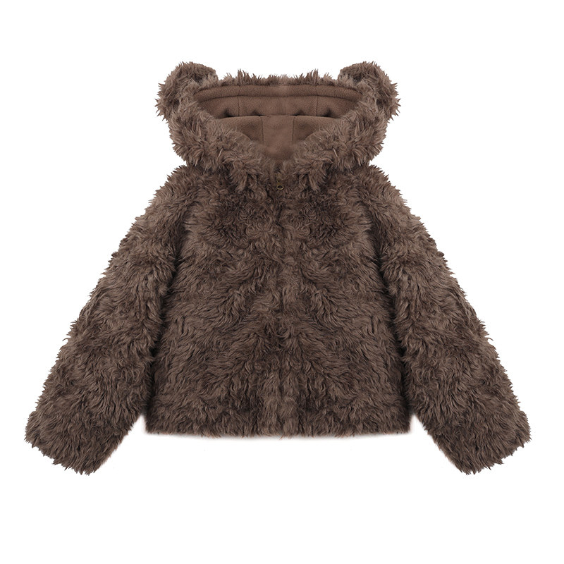 PISELLI史豌豆女童冬季2025新款连帽加厚毛毛外套中大童保暖上衣,淘宝优惠券,粉丝福利购,淘宝优惠卷